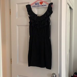 Black silk dress with lace back